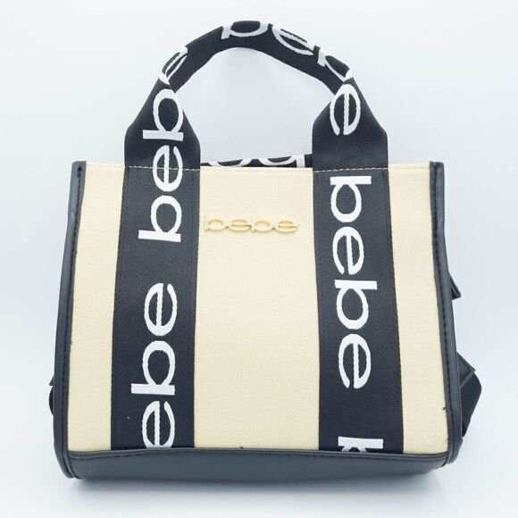 Bebe Hana Canvas Top Handle Crossbody Beige - Picture 4 of 5